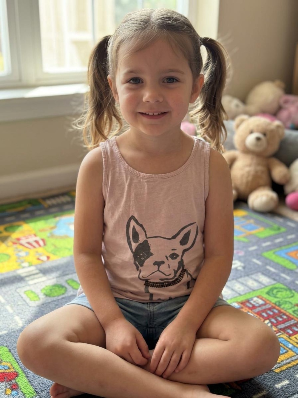 GAP Light Pink Tank with Black French Bulldog Graphic